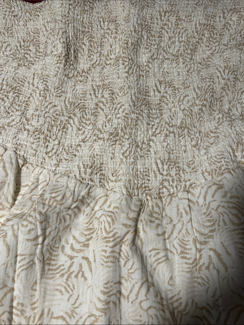 Universal Tread ! Strapless Cream and Beige Textured Sundress - Picture 2 of 6